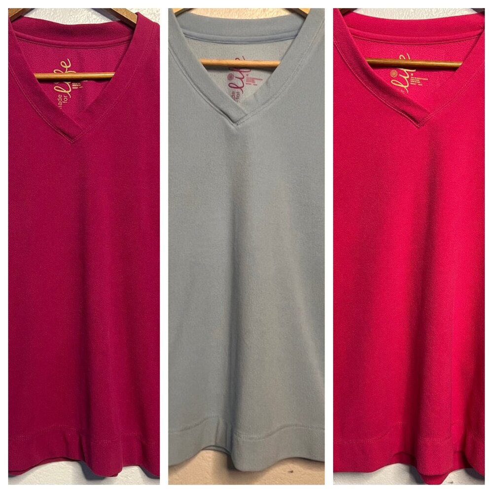 Made For Life Women's M Lightweight Sweatshirt Maroon lt Blue Pink V-Neck
